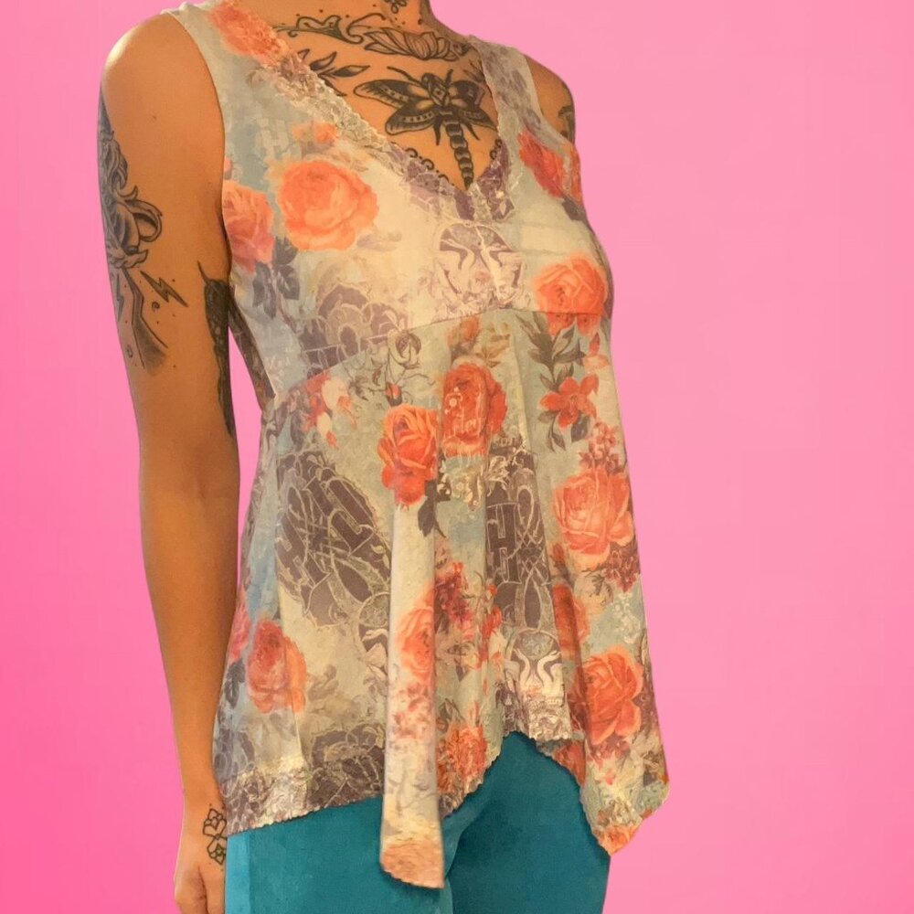 y2k fairy Harley Davidson floral tank